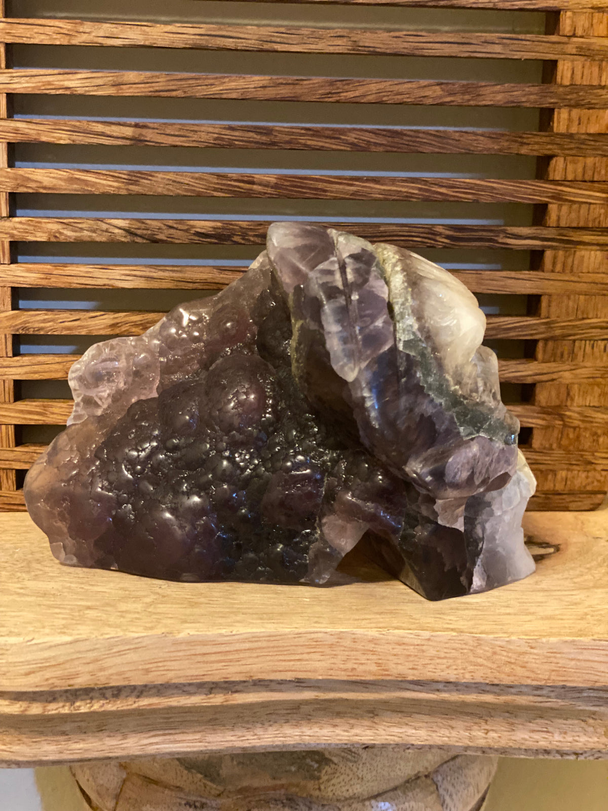 Purple Fluorite Skull w/Feathers