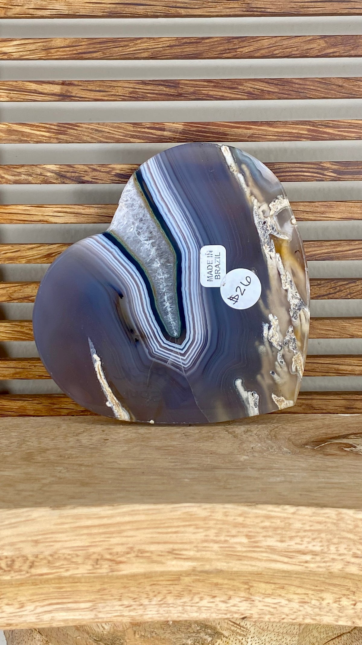 Agate and Amethyst Flat Heart