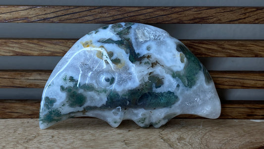 Moss Agate Crescent Moon