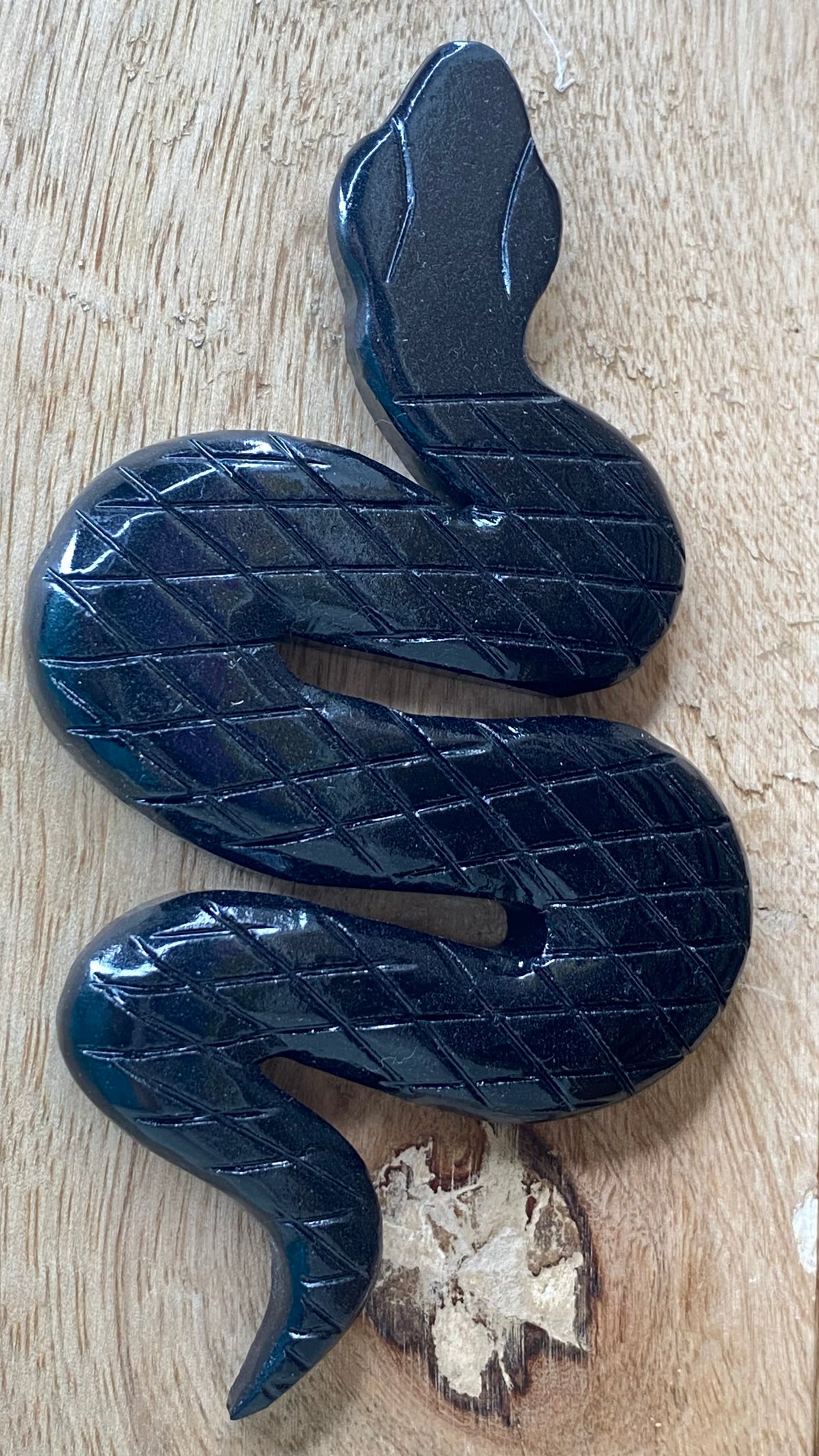 Black Jade Snake Flat Carving