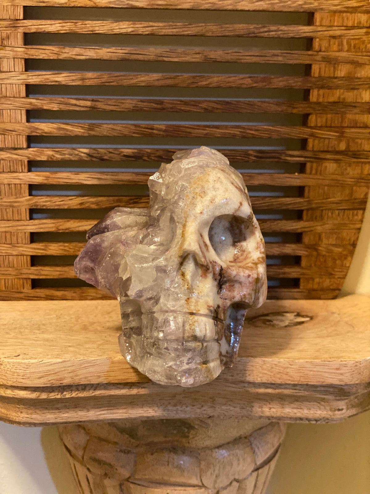Amethyst Skull w/Feathers