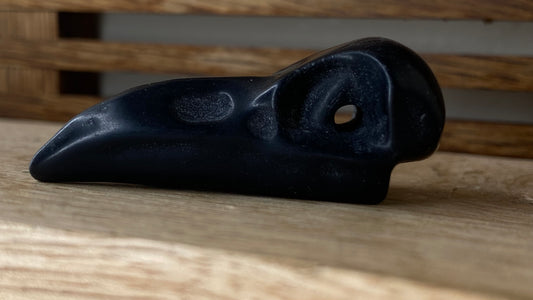 Black Obsidian Raven Skull Mini Carving