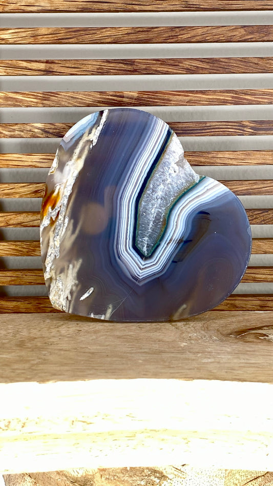 Agate and Amethyst Flat Heart