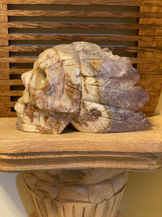Amethyst Skull w/Feathers