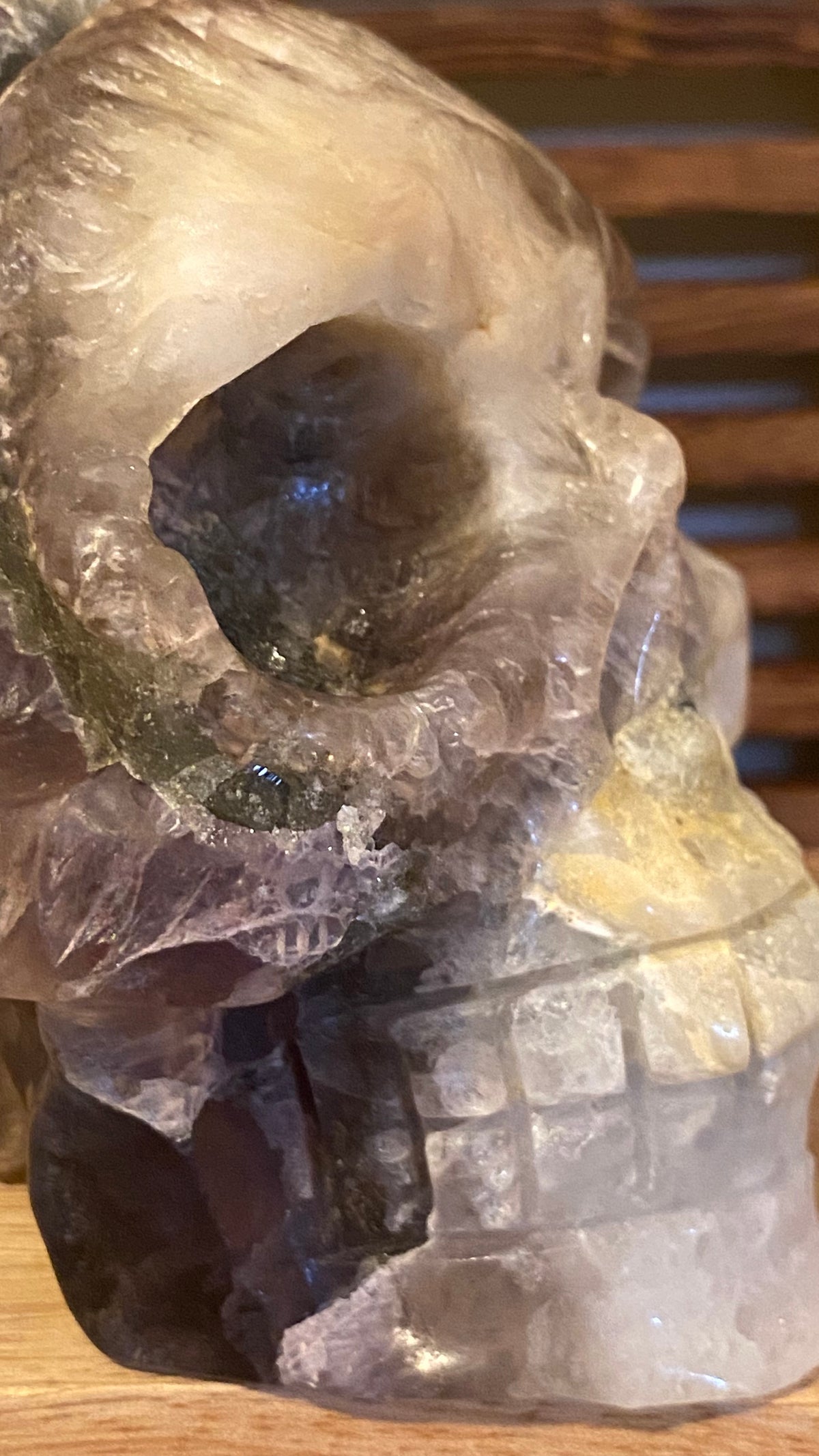 Purple Fluorite Skull w/Feathers