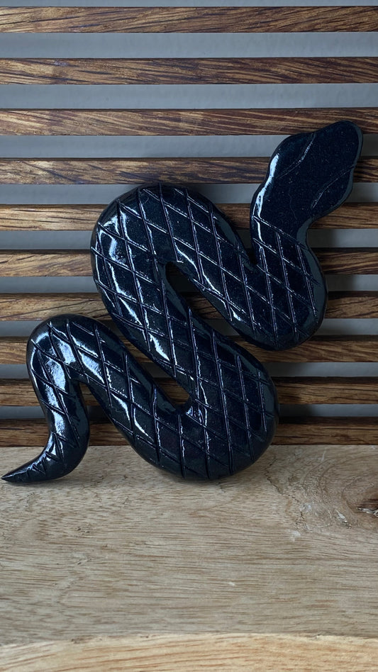 Black Jade Snake Flat Carving
