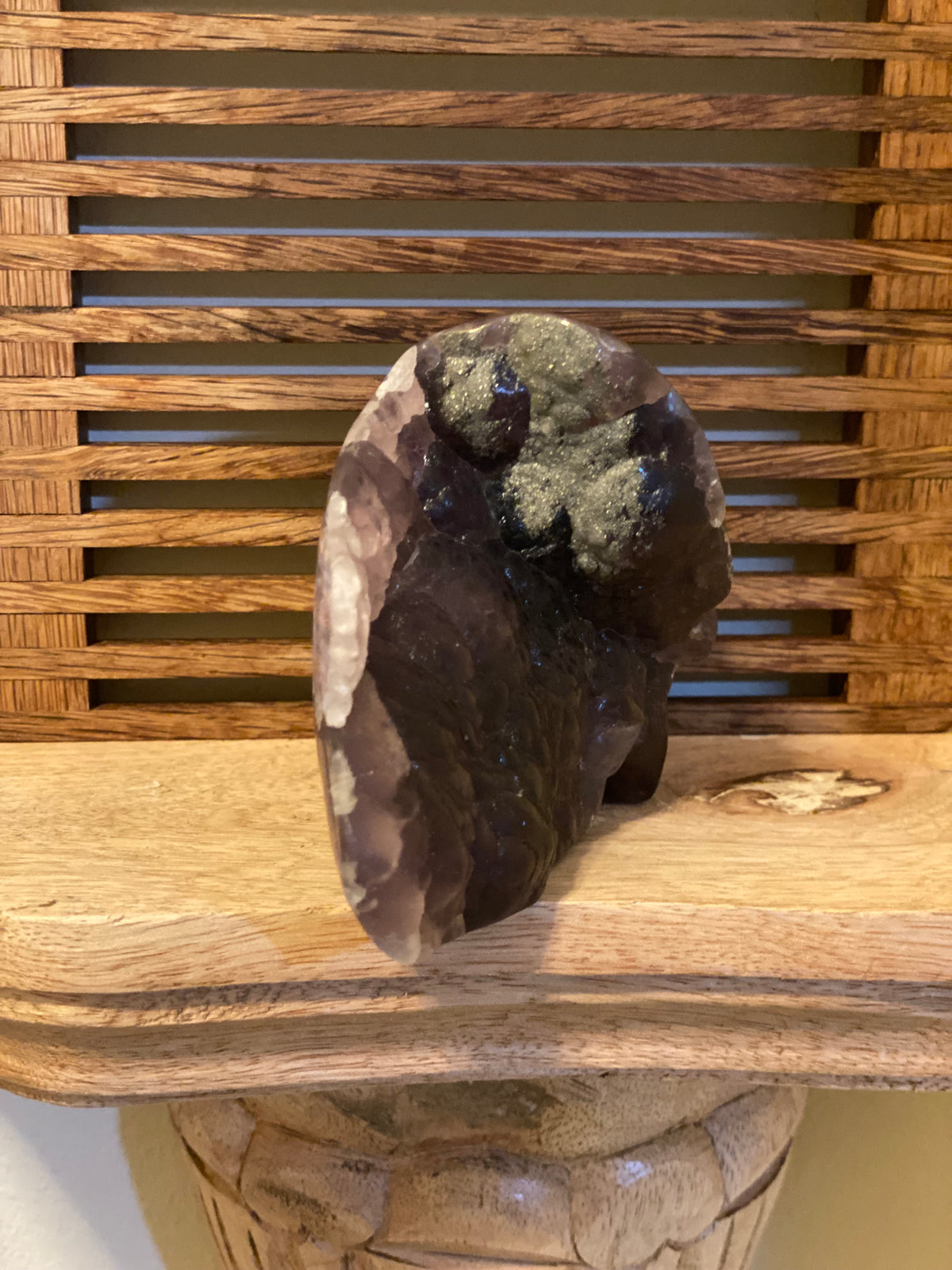 Purple Fluorite Skull w/Feathers